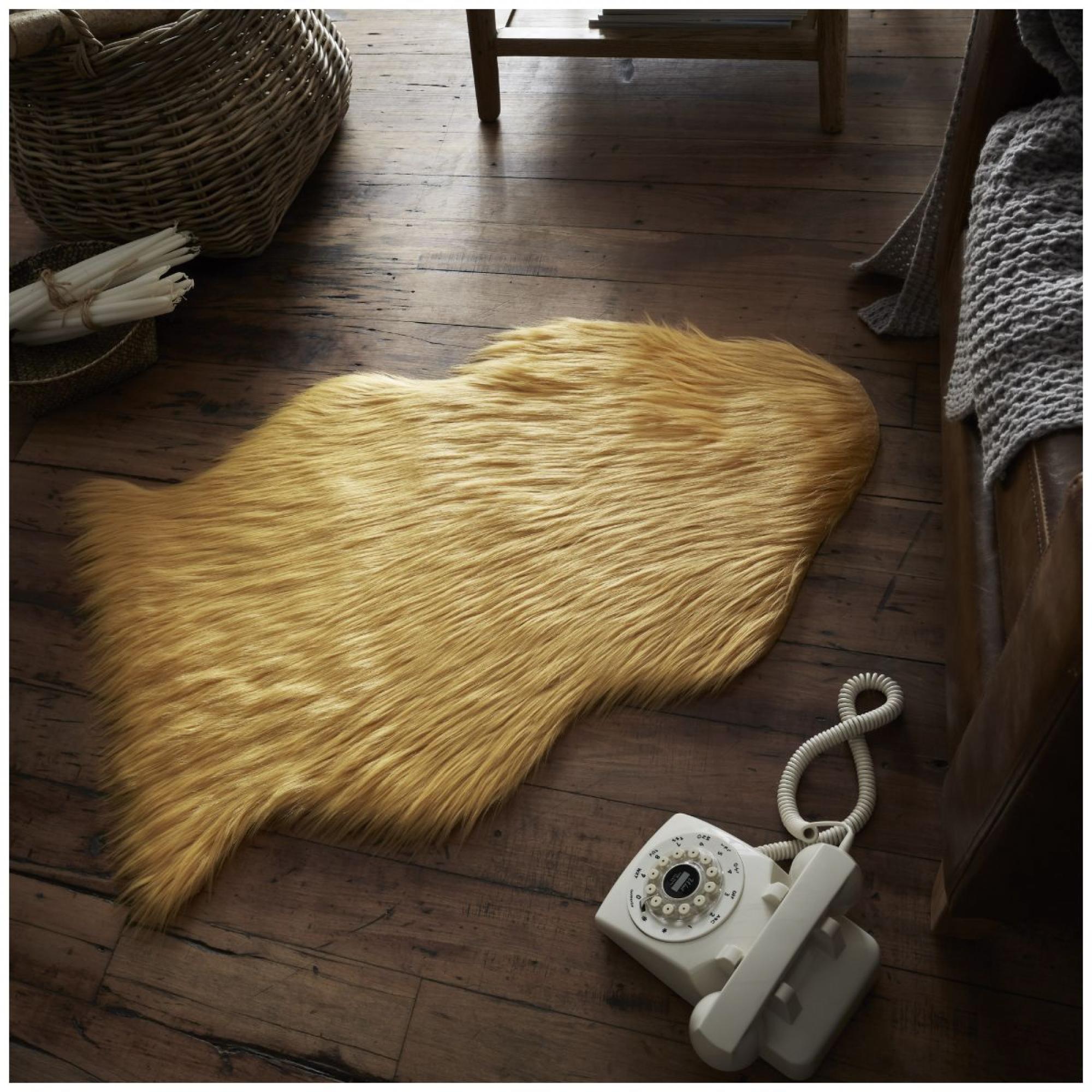 FAUX FUR SHEEP RUG 60X90 OCHRE 9592