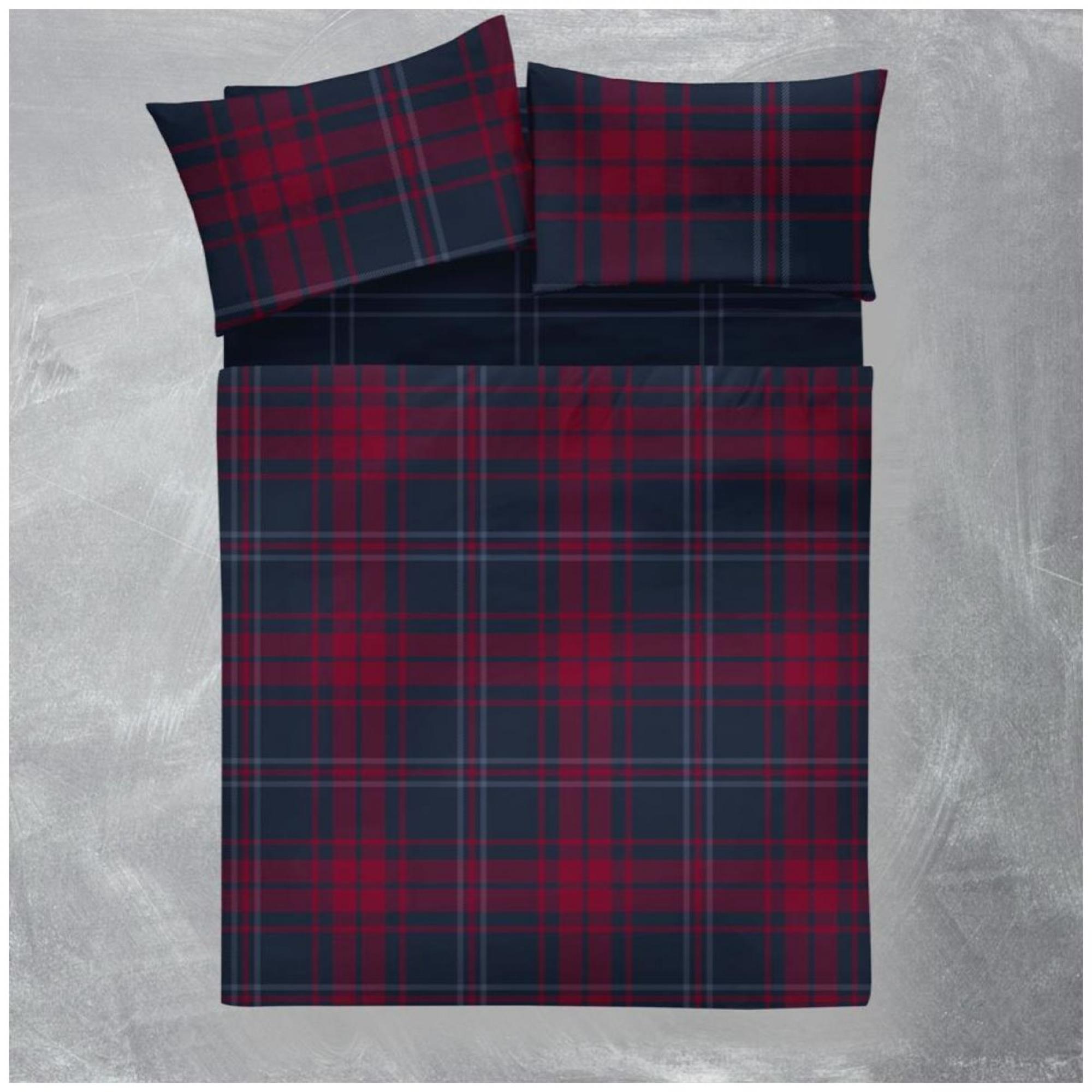 FLANNEL SHEET SET ARTHUR CHECK NAVY