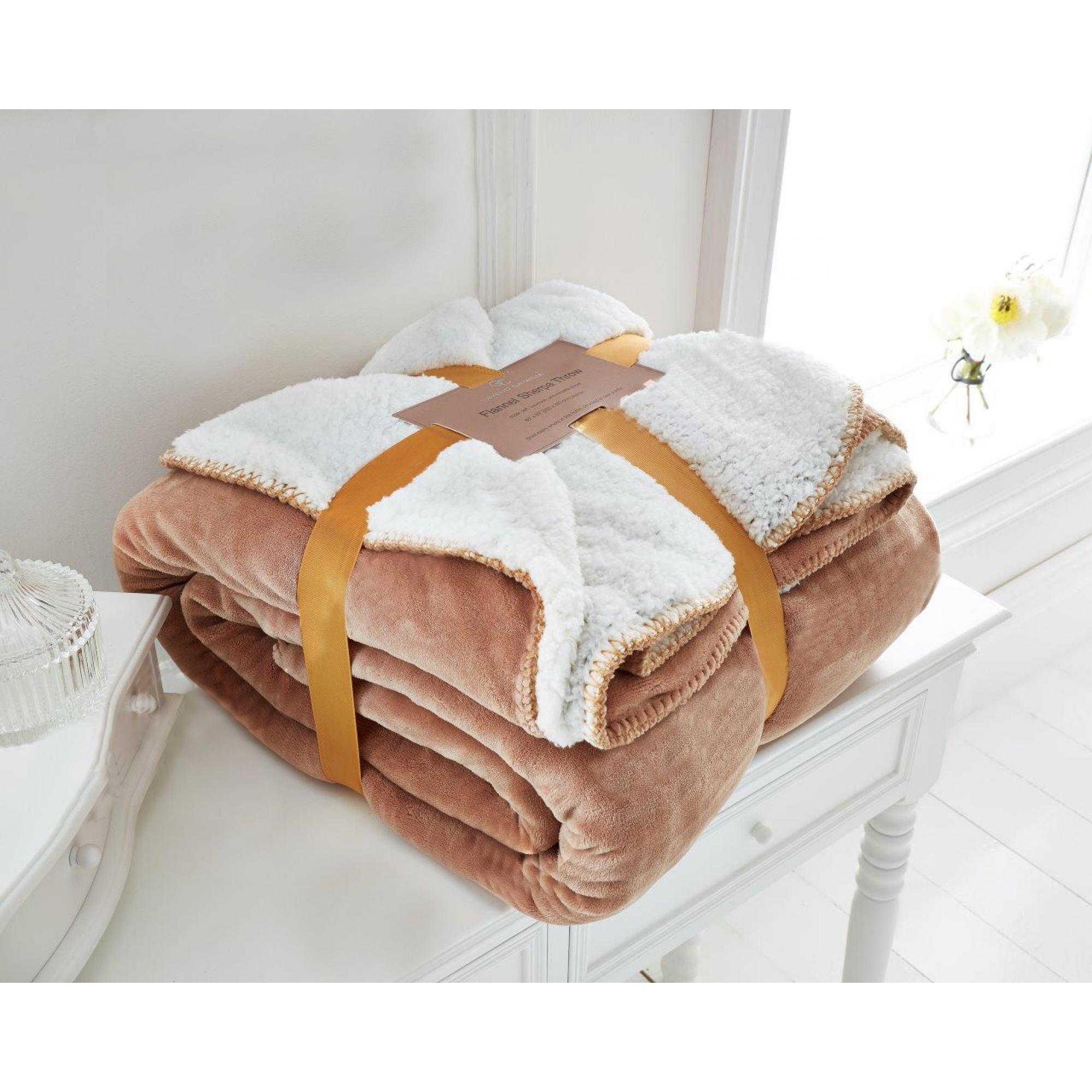 Flannel Sherpa Throw Gold