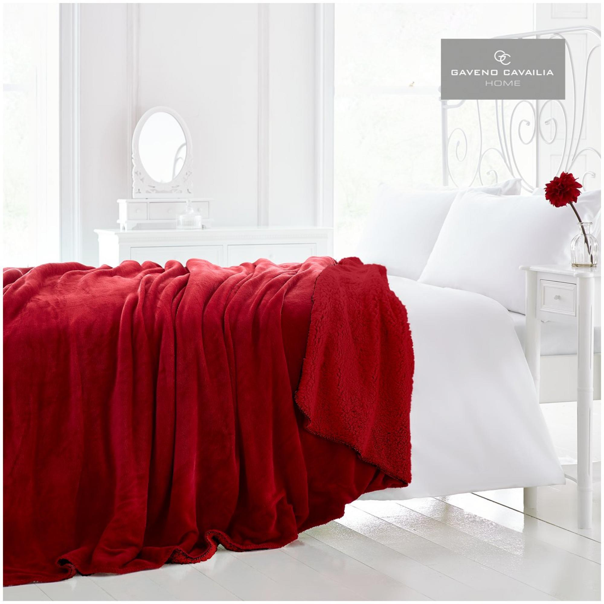 Flannel Sherpa Throw Red