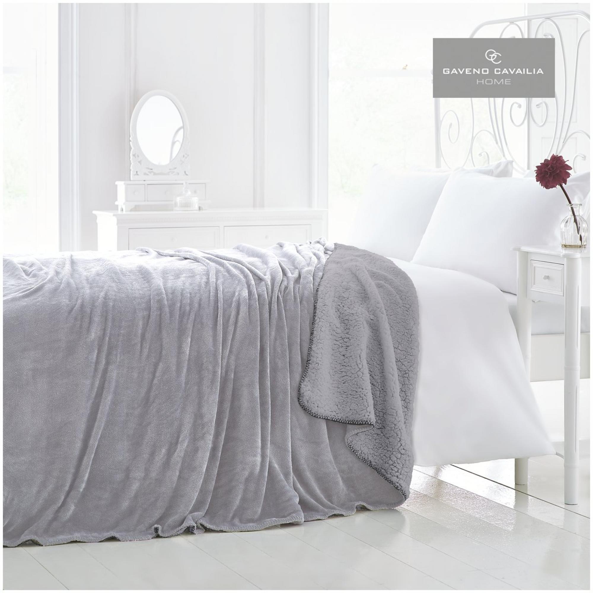 Flannel Sherpa Throw Silver