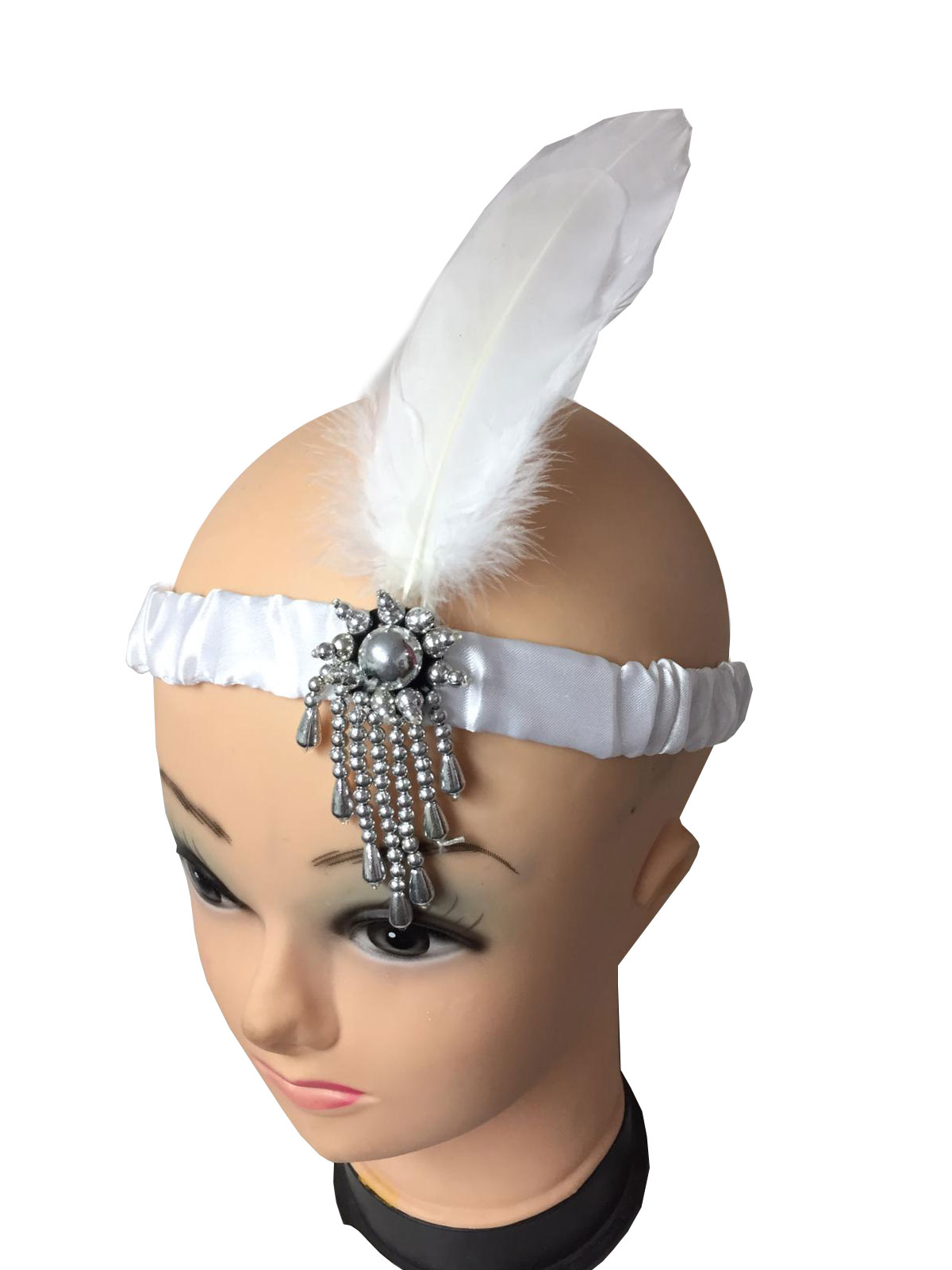 Wickedfun Flapper Headband White Feathers