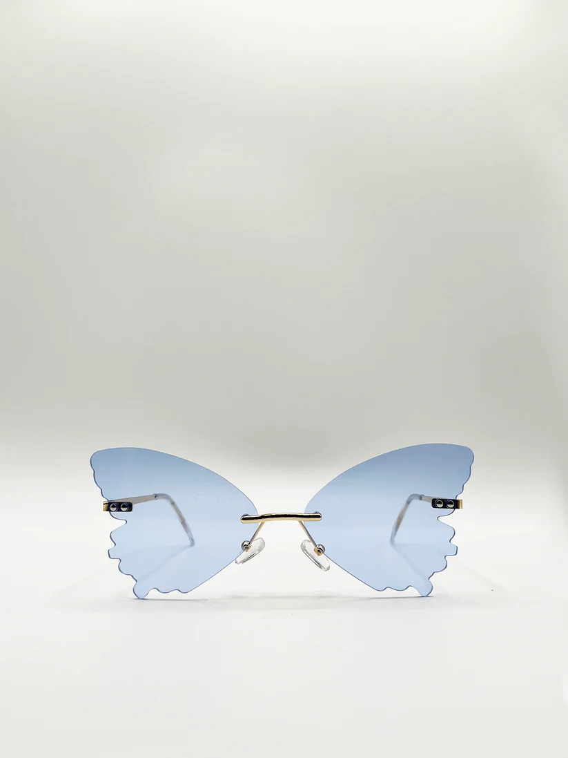 Frameless Blue Butterfly Sugnlasses with Metal Arms