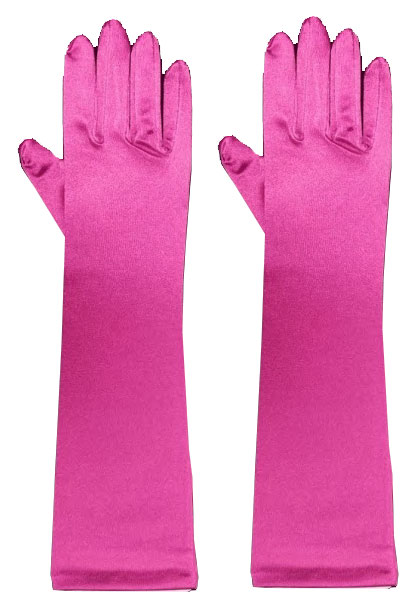 Wickedfun Fushia Long Satin Gloves