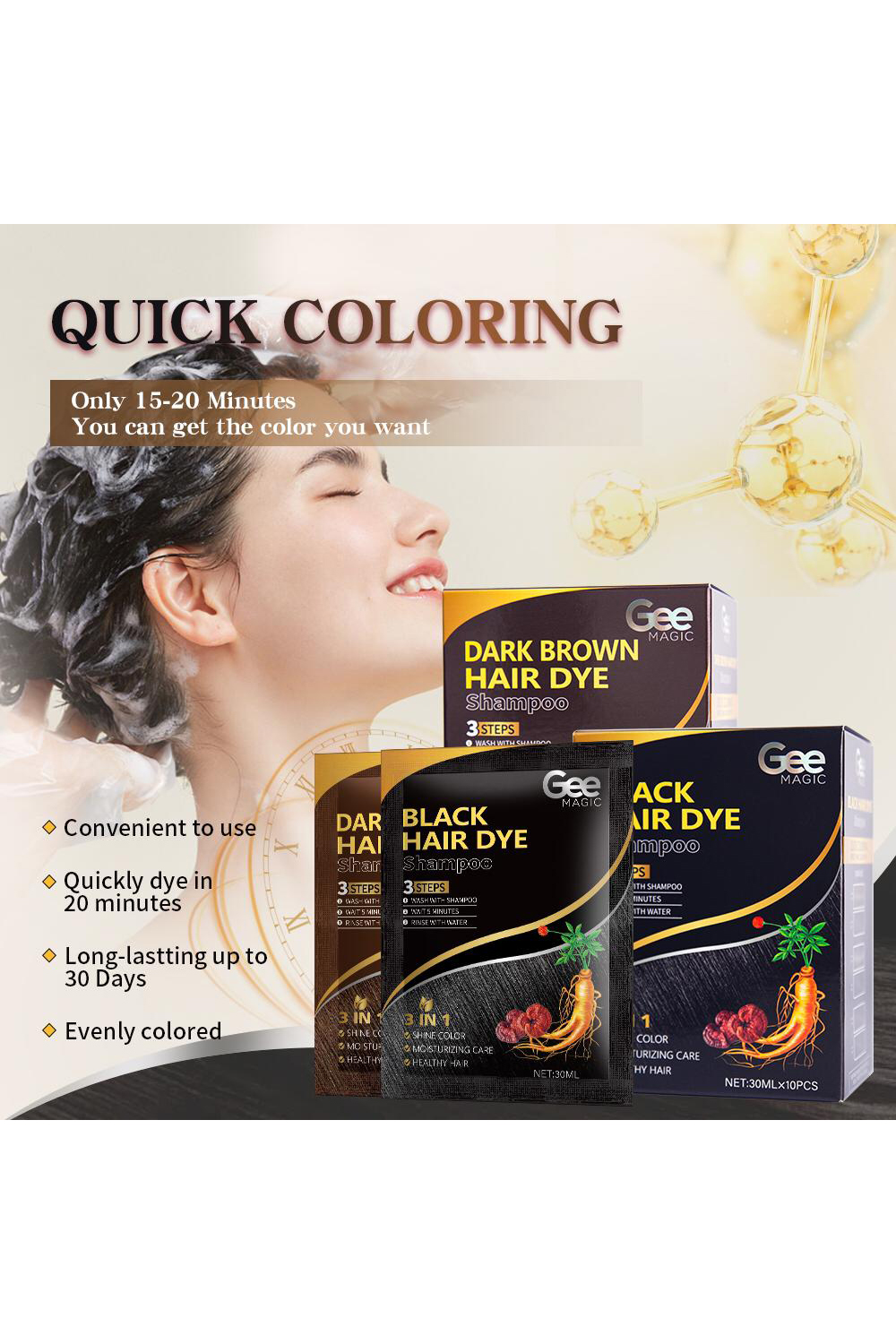 Gee Magic Hair Dye Shampoo 500ml
