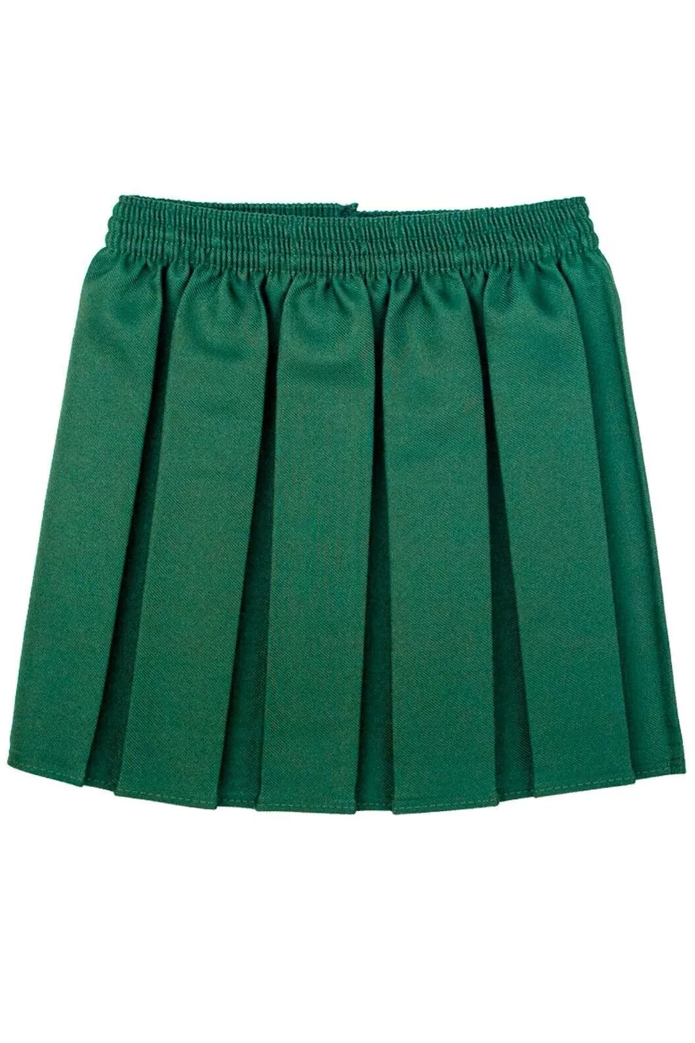 Girls Bottle Green Elastic Waist Pleated School Uniform Skirt