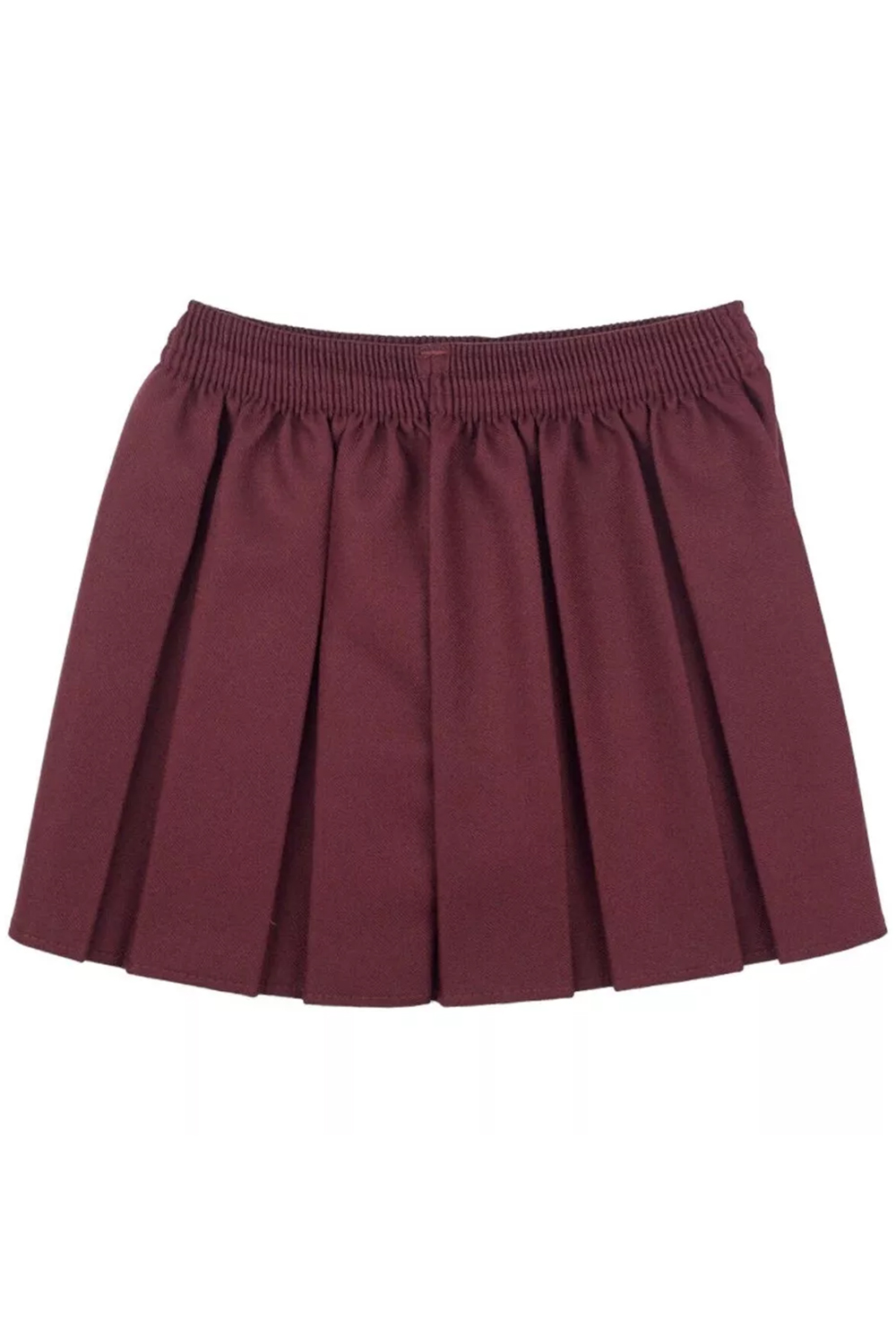 Girls Burgundy Elastic Waist Pleated School Uniform Skirt