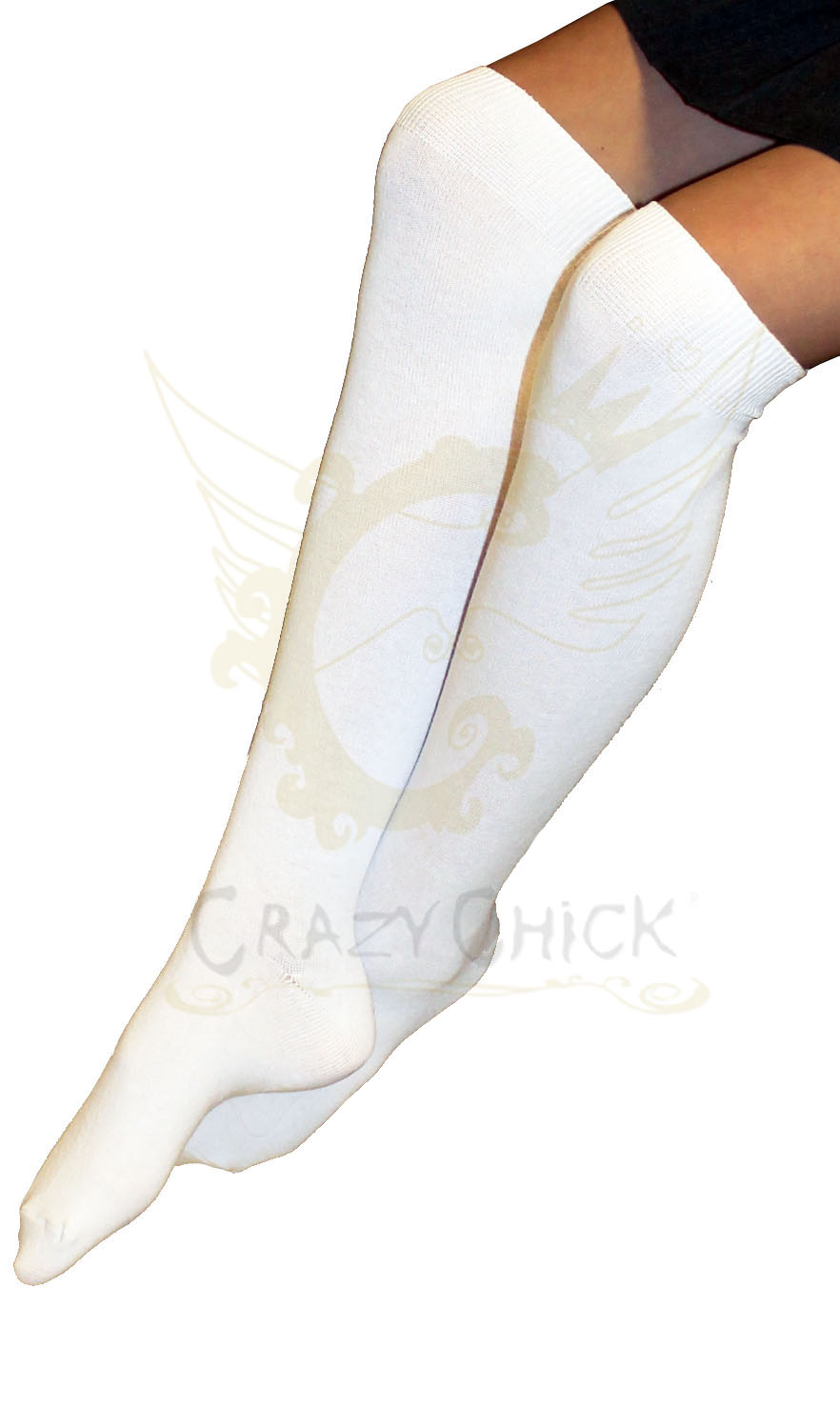Crazy Chick Girls Knee High Socks White (12pairs)