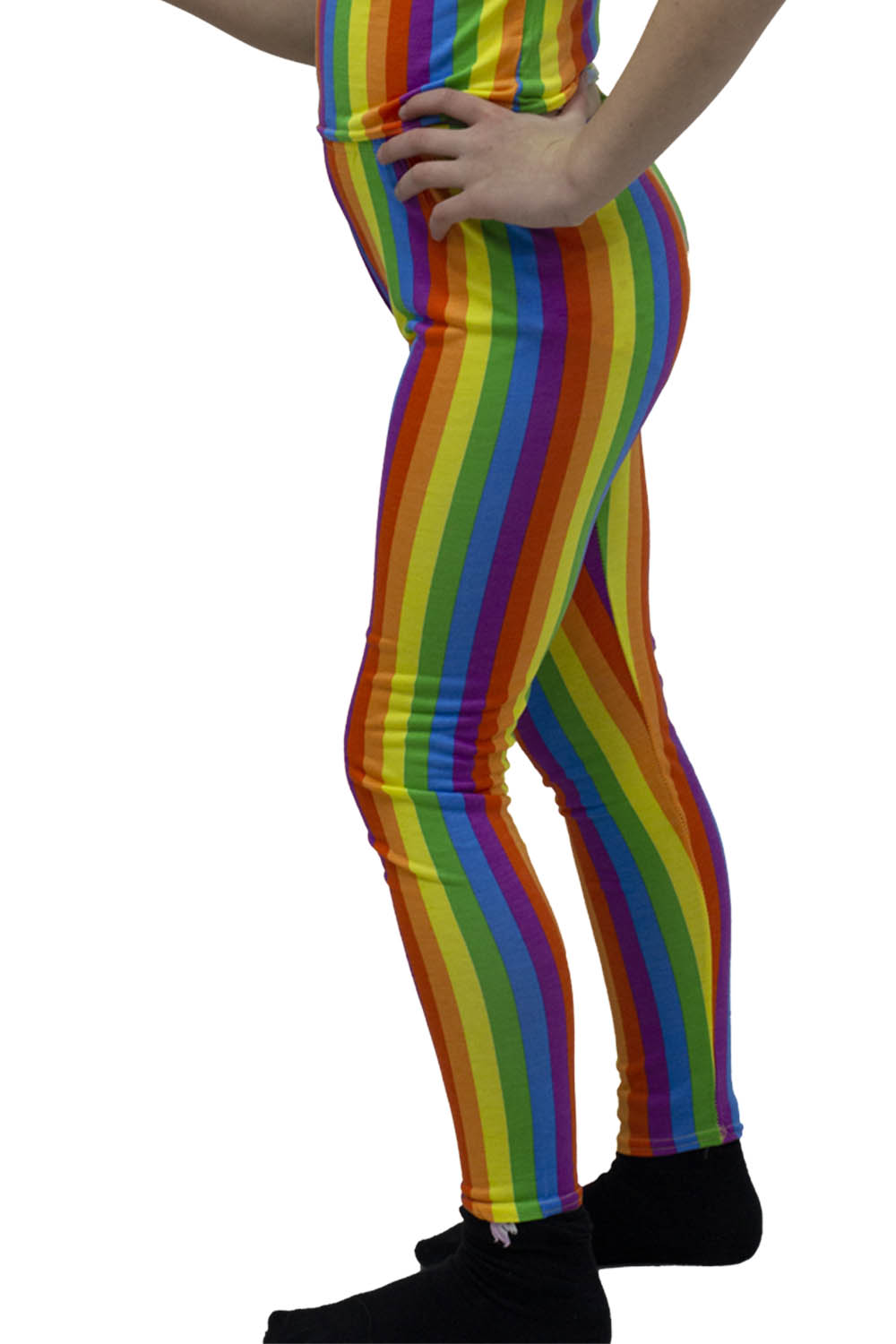 Wickedfun Girls Microfibre Rainbow Stripes Full Length Comfortable Leggings