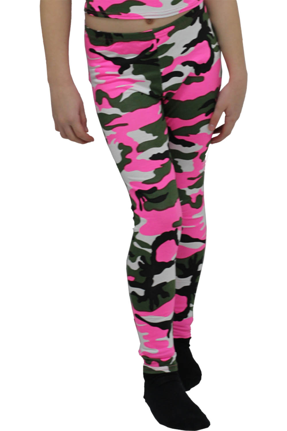 Crazy Chick Girls Pink and Green Camouflage Army Leggings