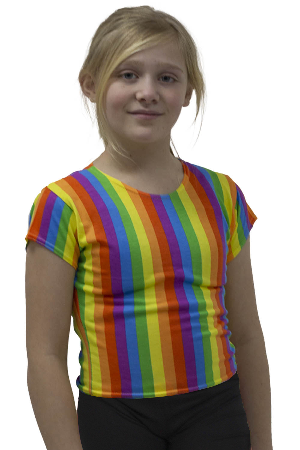 Wickedfun Girls Rainbow Stripe Crop Top
