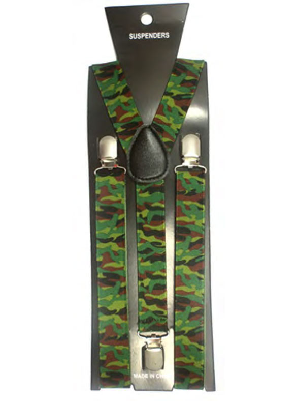 Wickedfun Green Camouflage Army Printed Braces (2.5 cm)