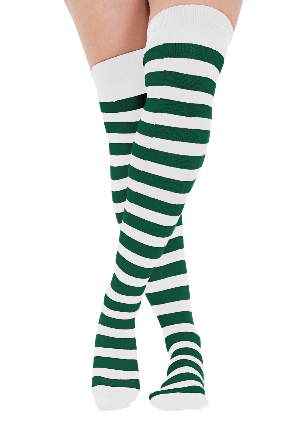 Crazy Chick Green White OTK Stripe Socks (12 Pairs)