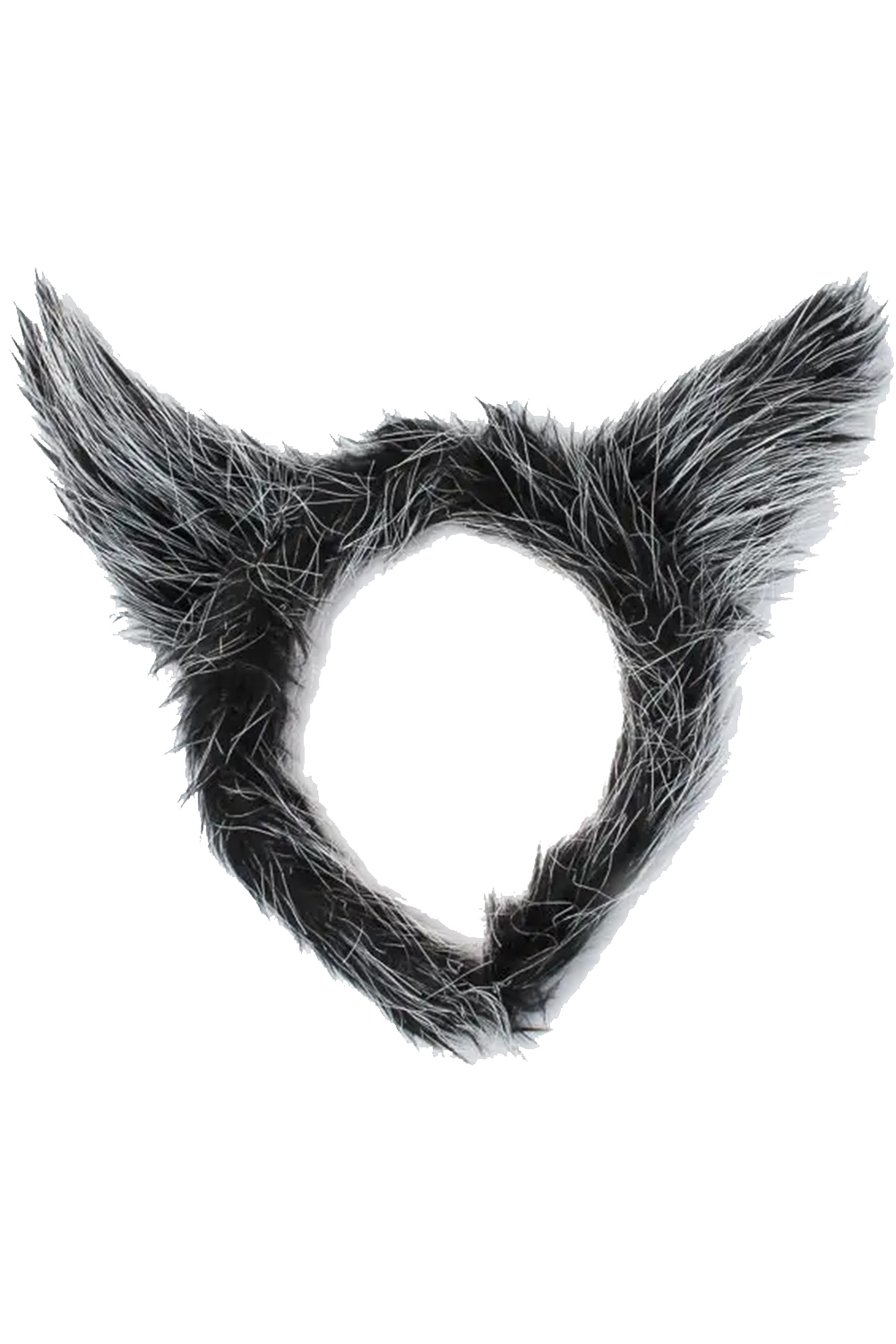Grey and black faux fur fabric Werewolf ears headband