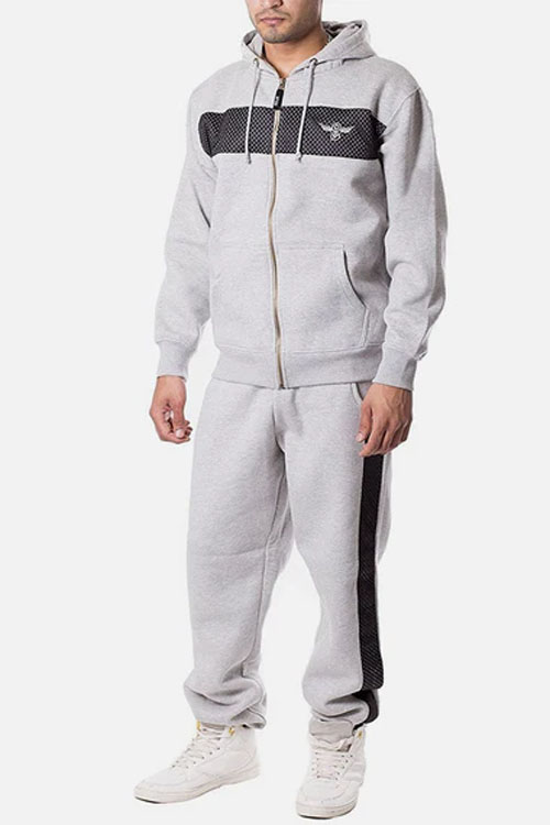 Grey Mens DLX Contrast Panel Fashion Tracksuit