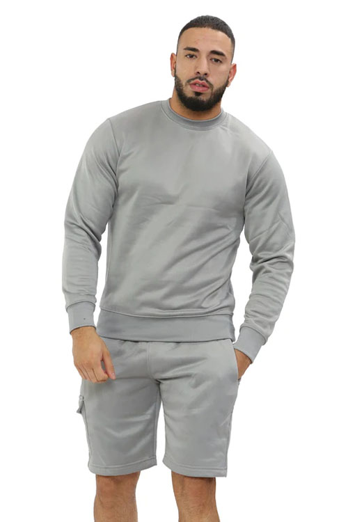 Grey Mens polyester fleece with cargo pocket