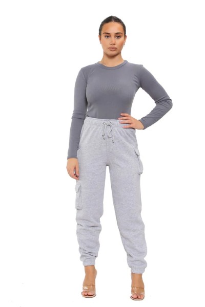 Grey Women Cargo Bottom Trouser