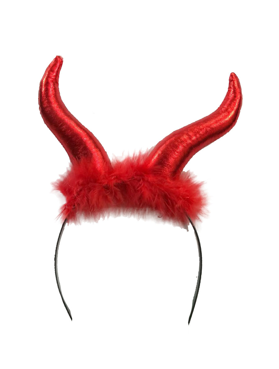 Wickedfun Red Horns Headband With Red Fur