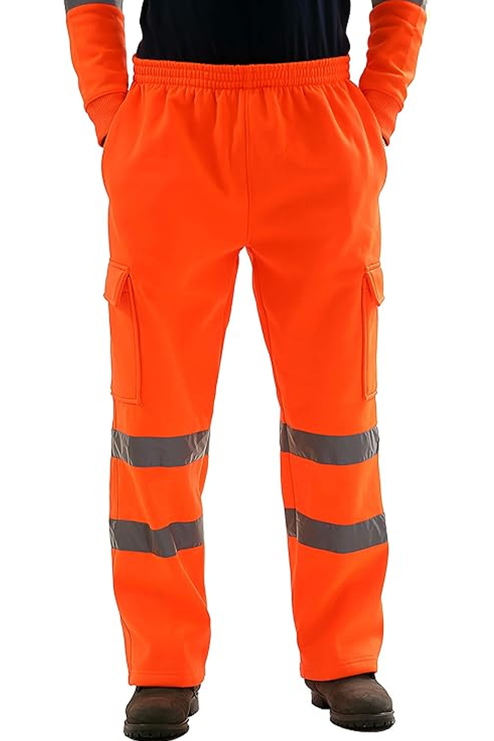 Hi-Vis Fleece Work Trousers for Men Orange