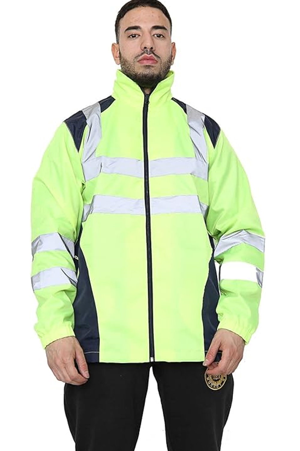 Hi-Vis Waterproof Rain Jacket-Reflective, Hooded Safety Coat Yellow (S-5XL)