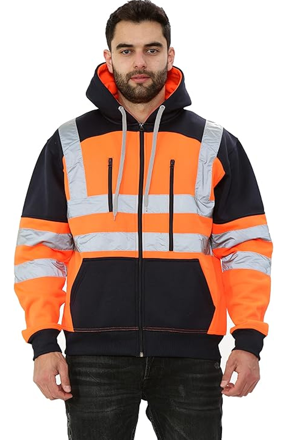 Hi-Vis Zipper Safety Hoodie with Pockets (S-3XL)