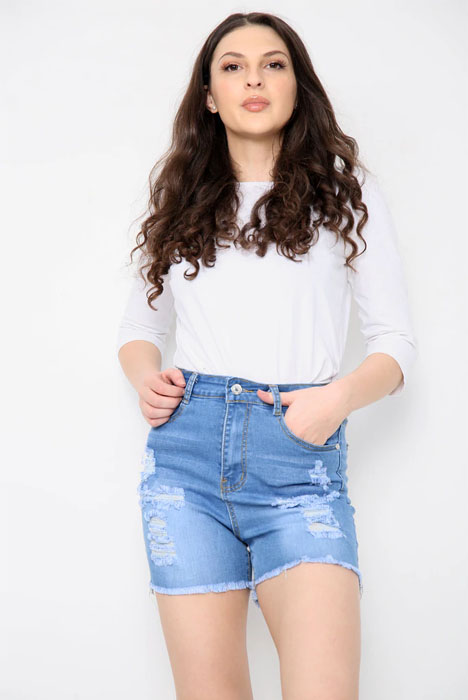 High waisted ladies Light blue shorts