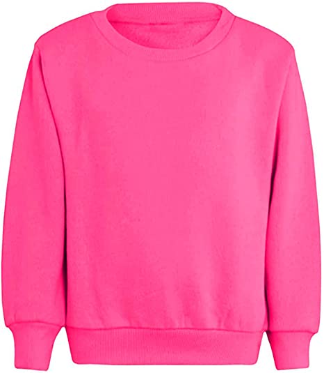 Hot Pink Kid Plain School Sweatshirt Jumper