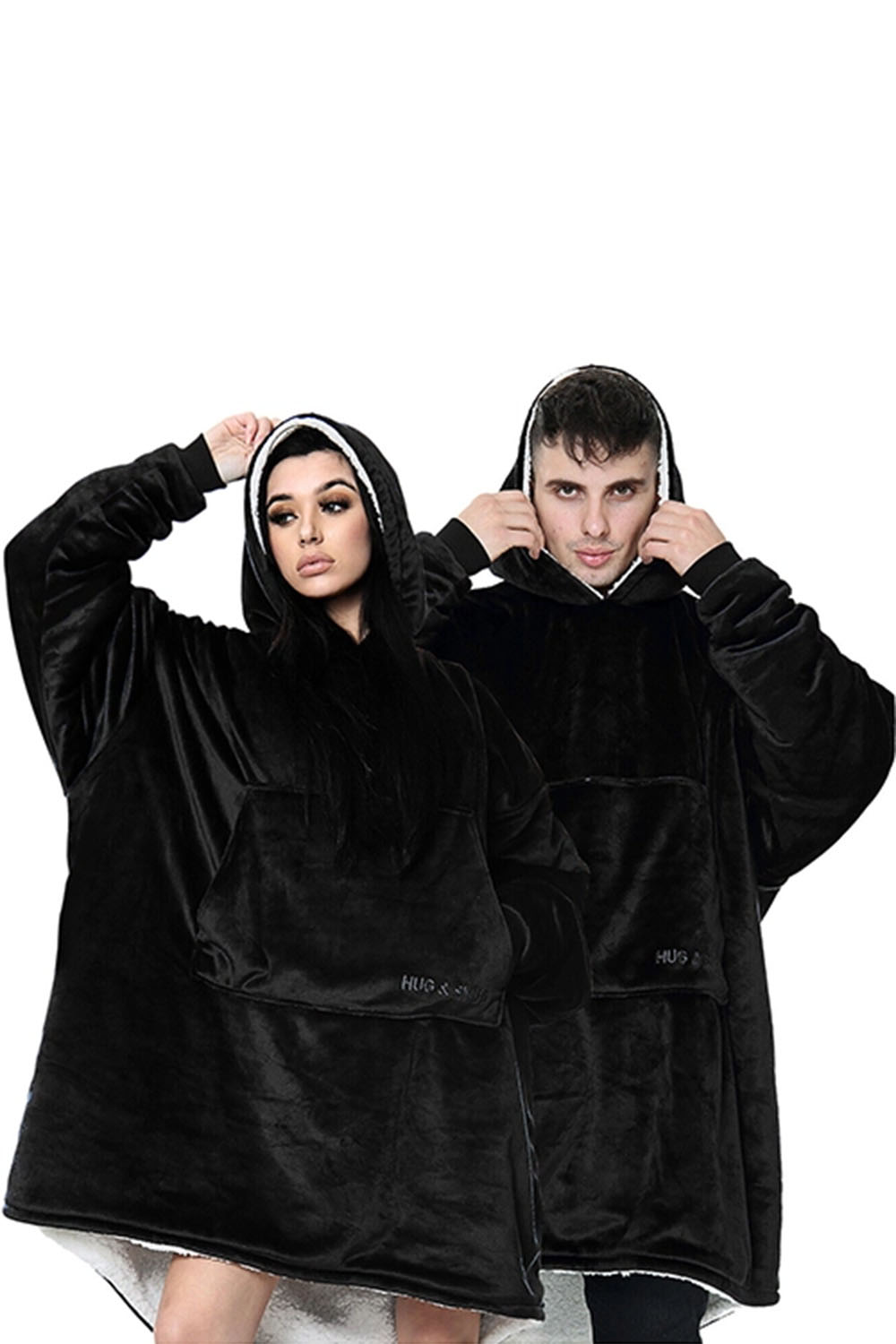 Hug and Snug Black Hoodie Blanket Compress Pack