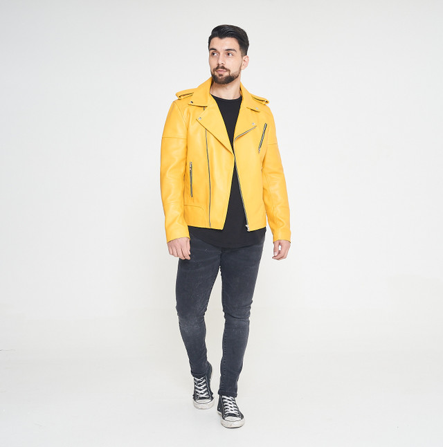 Inferno Yellow Biker Leather Jacket