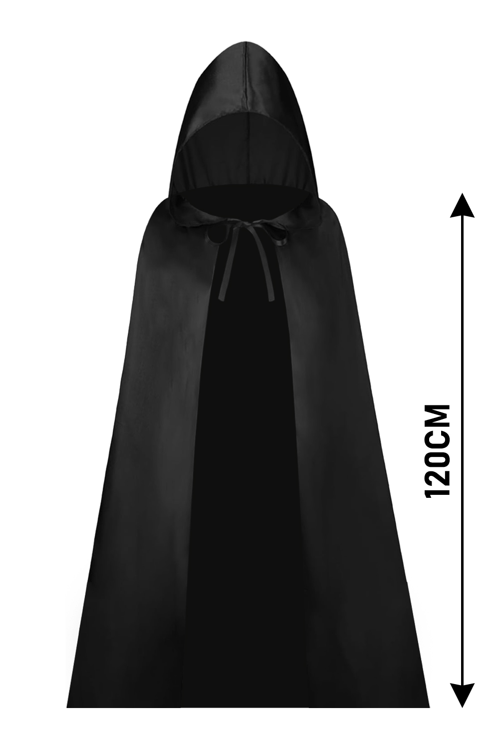 Wickedfun Children's Black Satin Hooded Cape 120cm