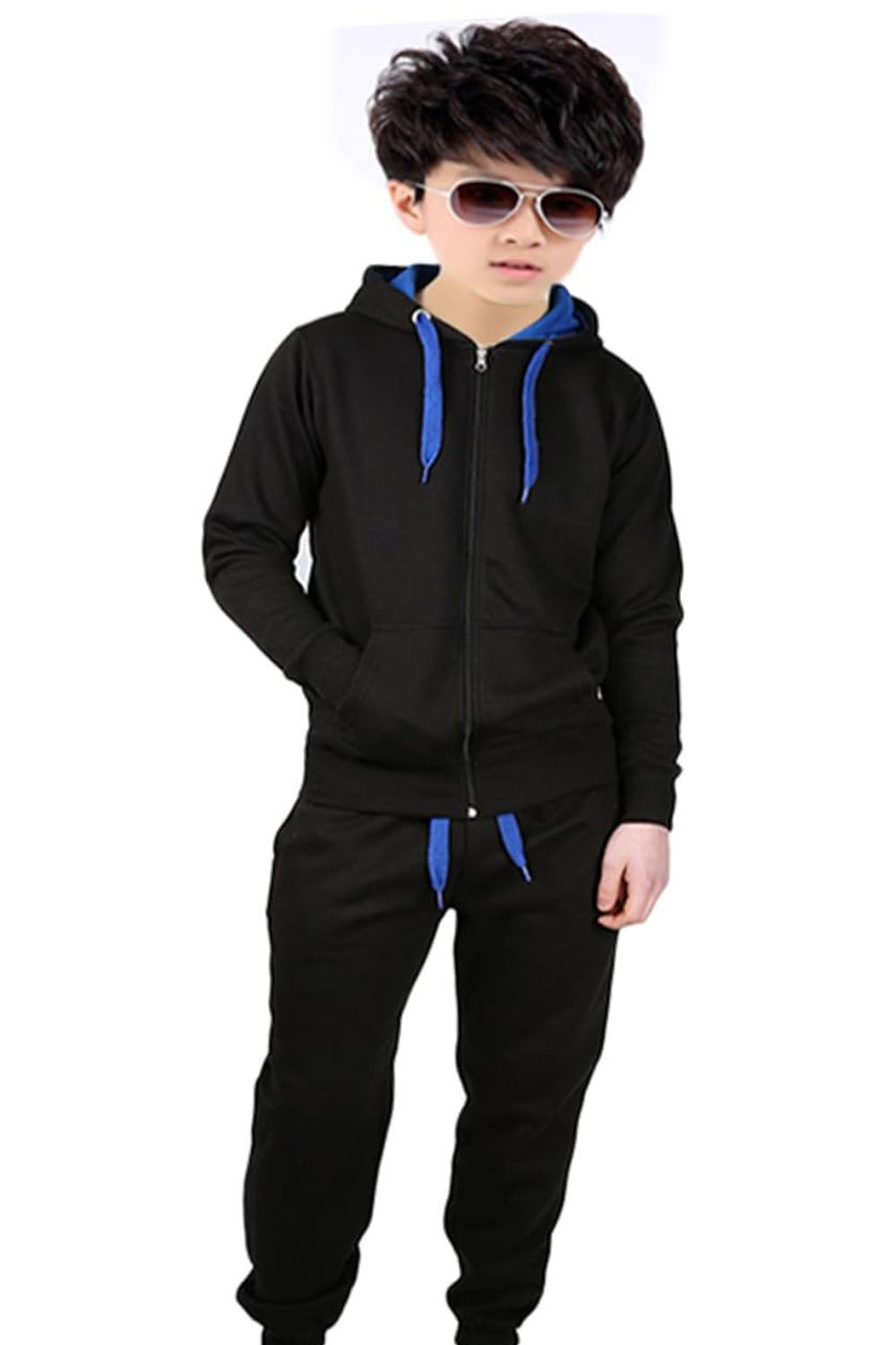 Kids Contrast Fleece Tracksuit Set-Ages 7-13