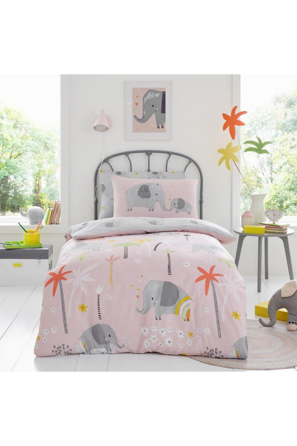 Kids Duvet Set Elephant Friends Blush Pink