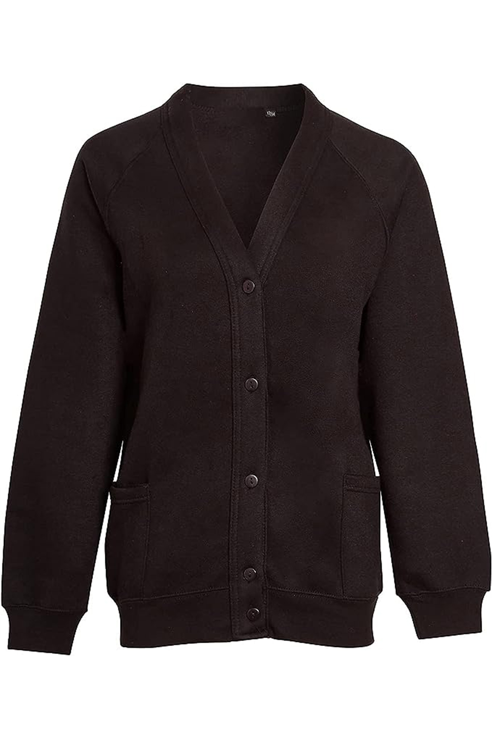 Kids Girls Unisex School Fleece Button Cardigan Uniform Sweatshirt Age 5-14 Years black