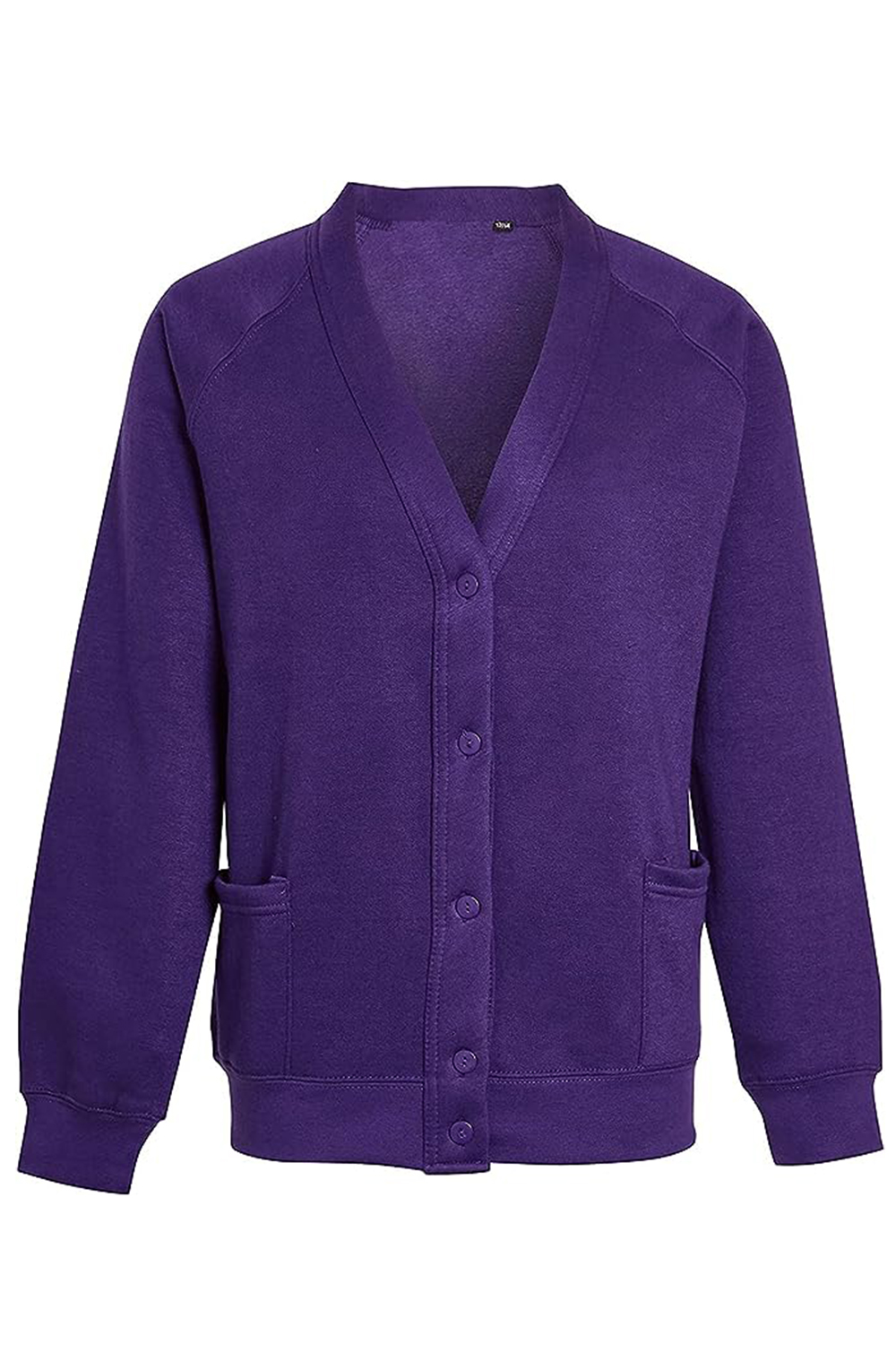 Kids Girls Unisex School Fleece Button Cardigan Uniform Sweatshirt Age 5-14 Years Purple