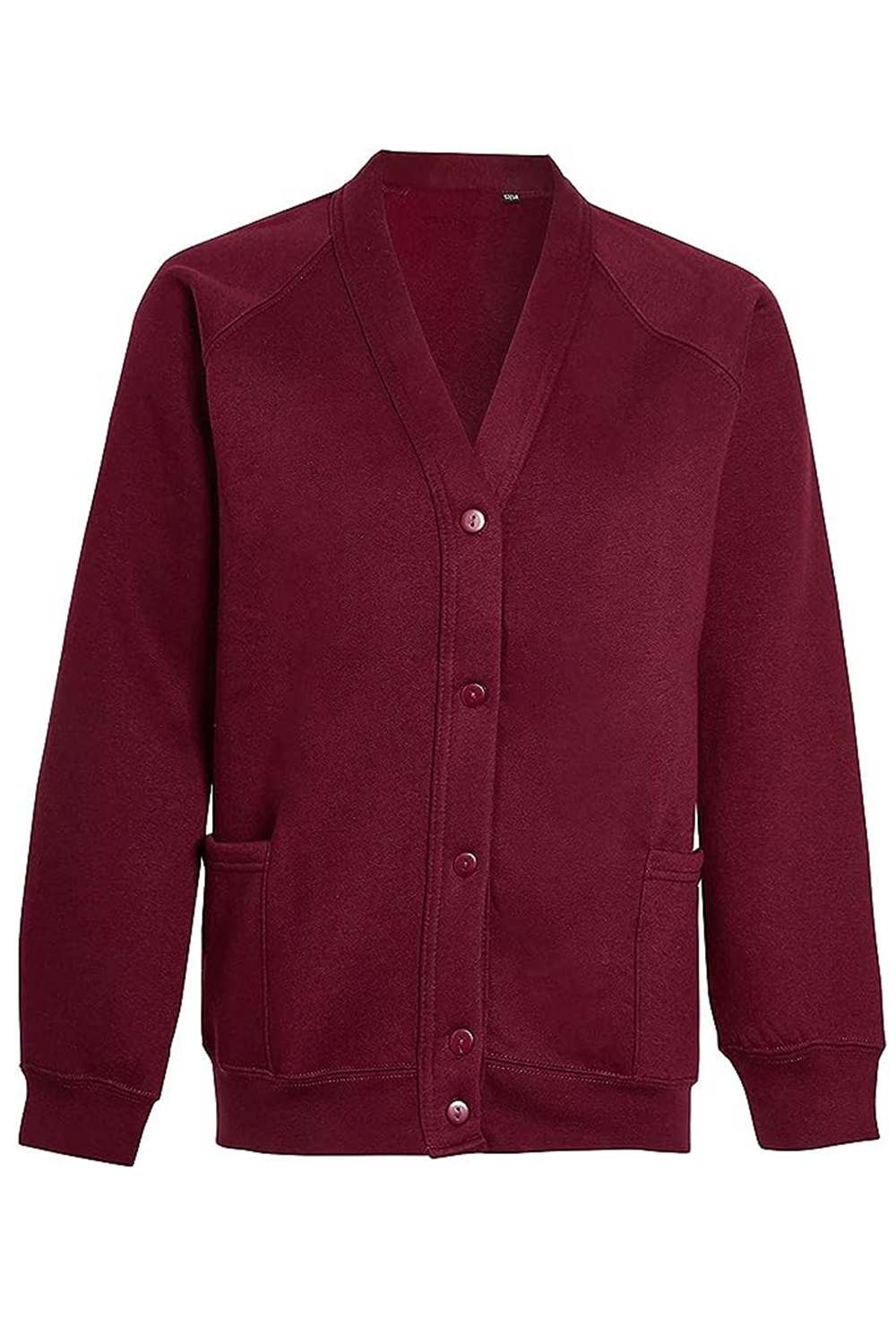 Kids Girls Unisex School Fleece Button Cardigan Uniform Sweatshirt Age 5-14 Years Wine