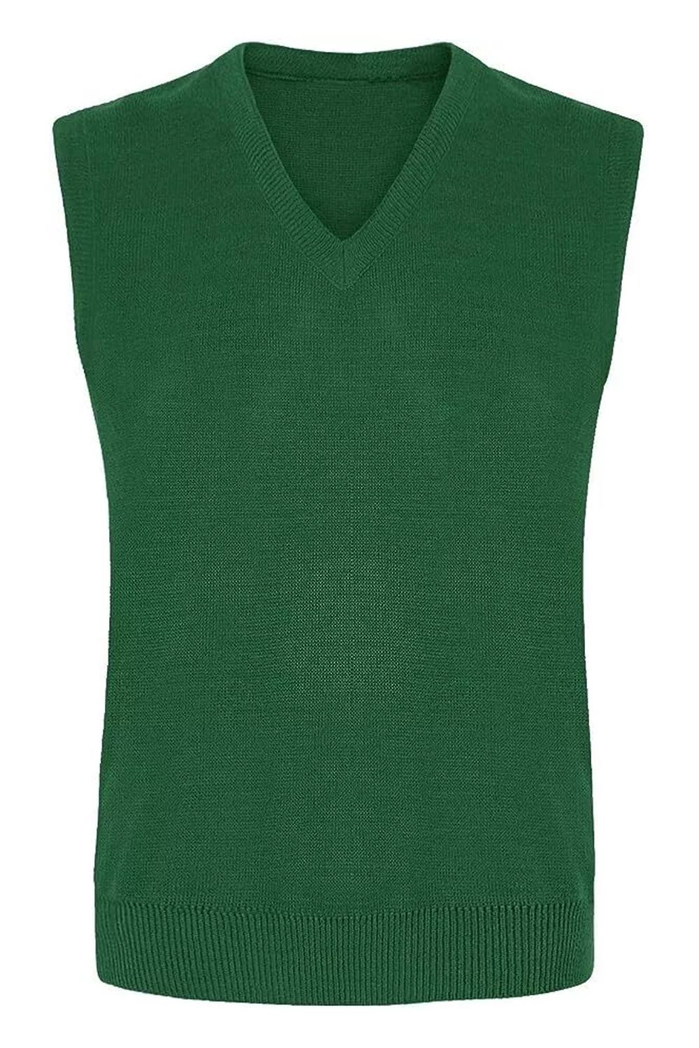 Kids Green Knitted V-Neck Sleeveless School Uniform Jumper