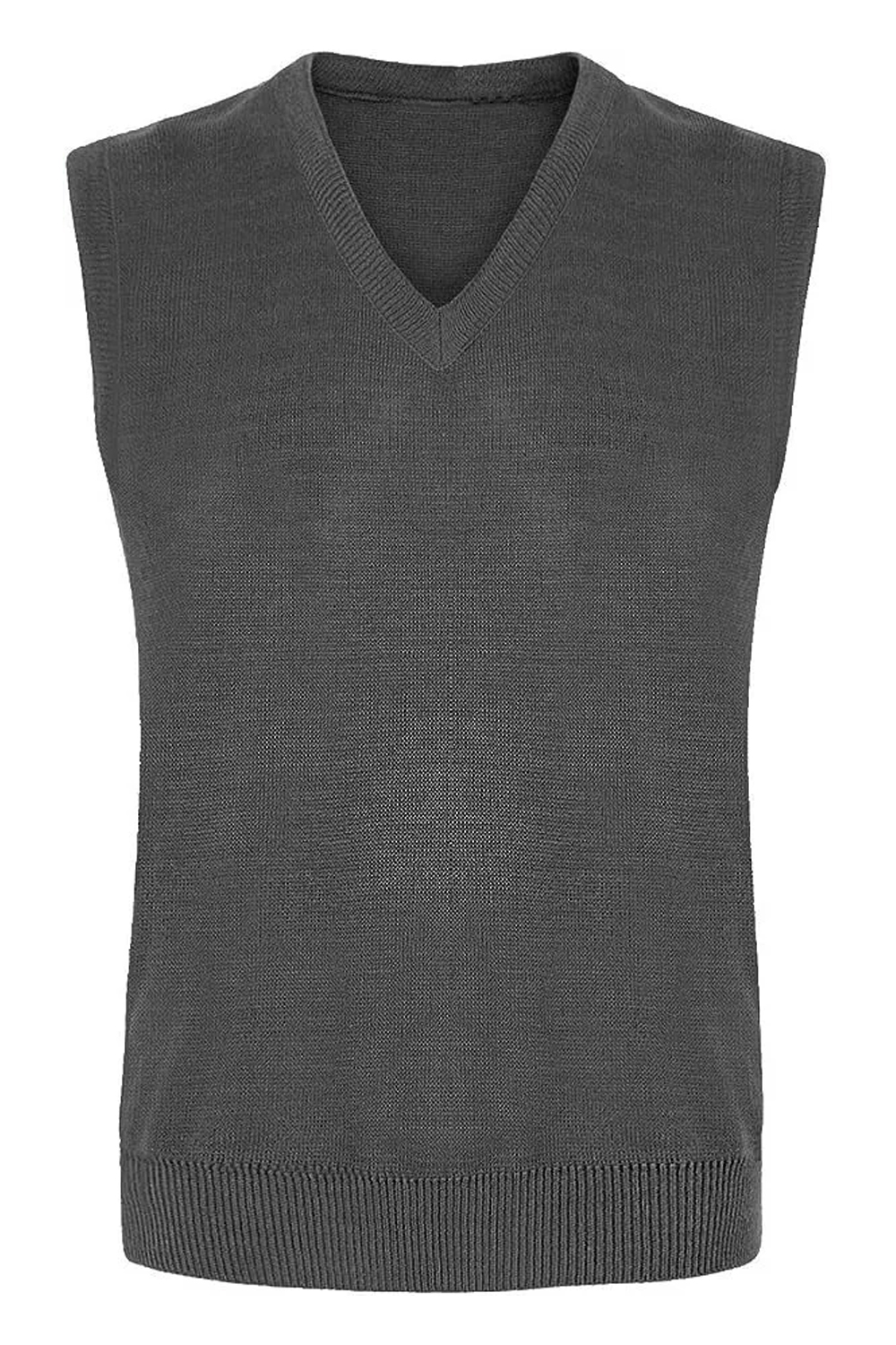 Kids Grey Knitted V-Neck Sleeveless School Uniform Jumper