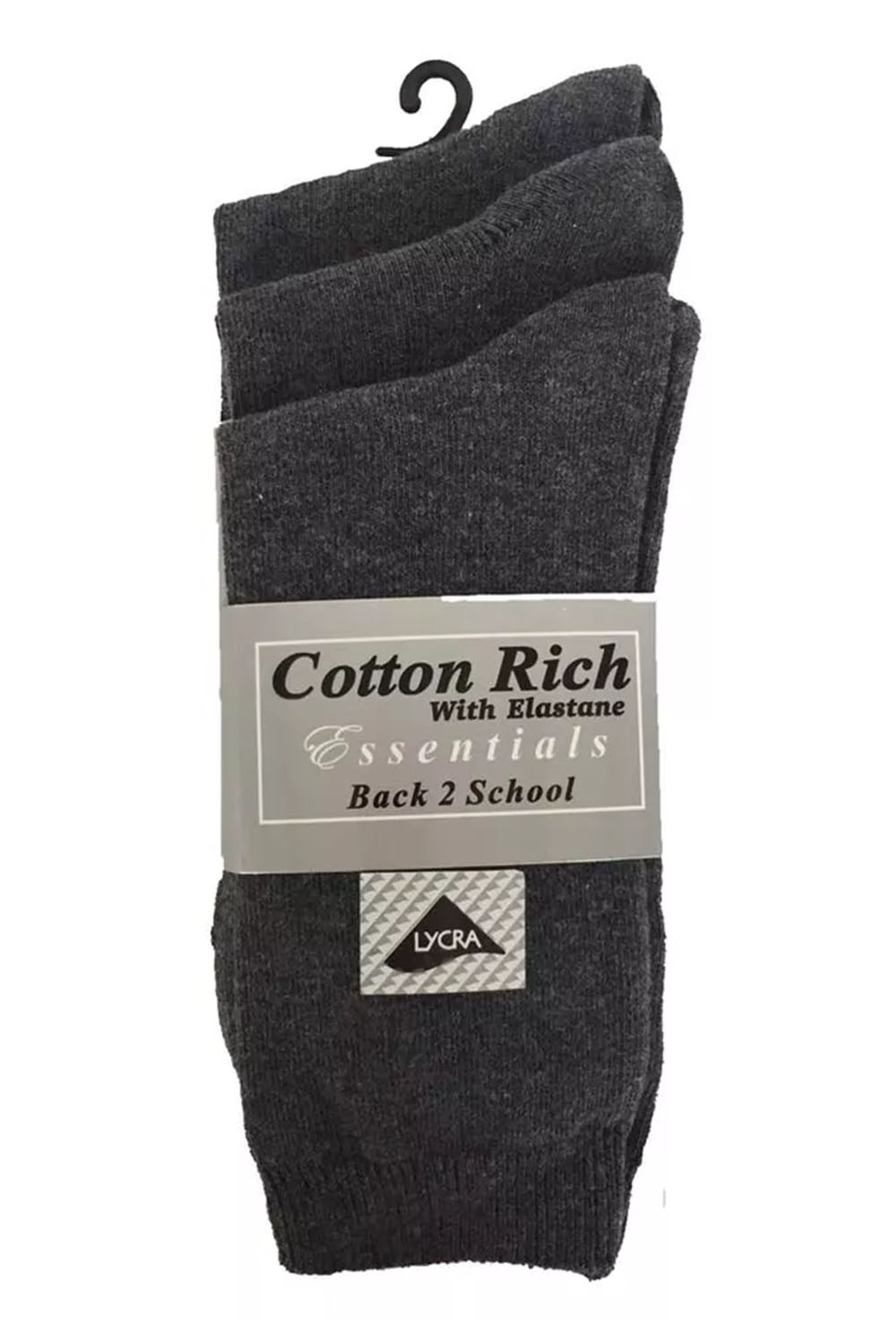 Kids Grey Lycra School Ankle Socks (PACK OF 12)