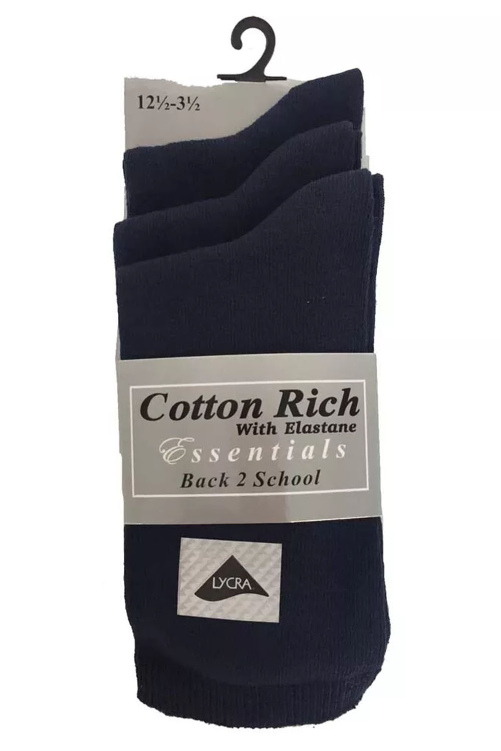 Kids Navy Lycra School Ankle Socks (PACK OF 12)