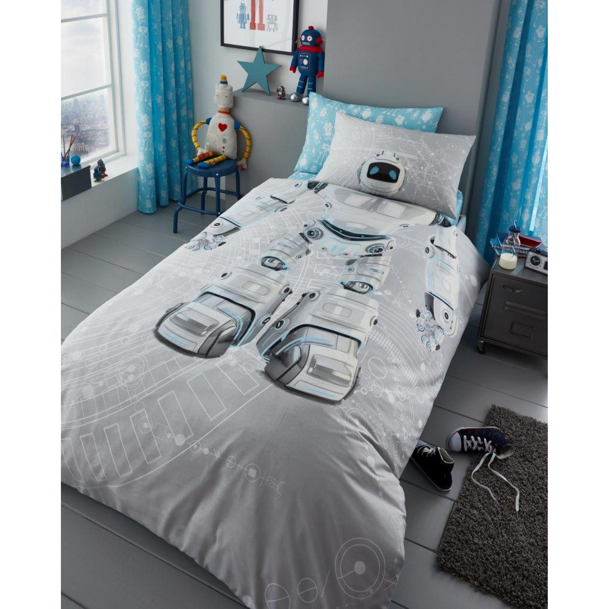 KIDS PANEL DUVET SET ROBOT - 7138