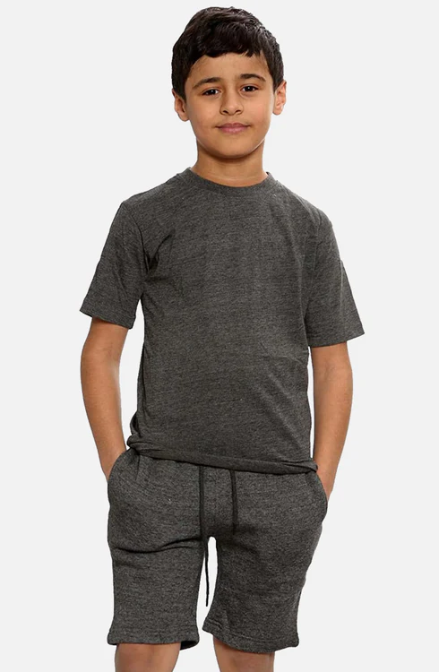 Kids Plain T-Shirt & Short Set charcoal