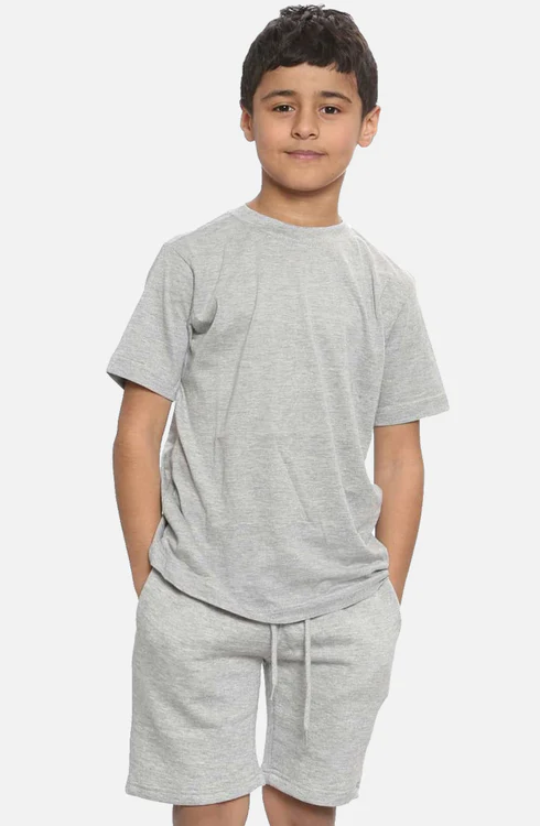Kids Plain T-Shirt & Short Set grey
