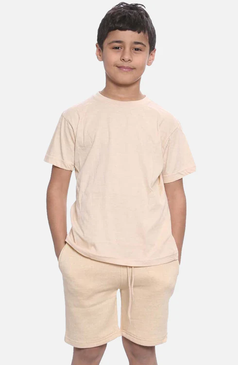 Kids Plain T-Shirt & Short Set stone