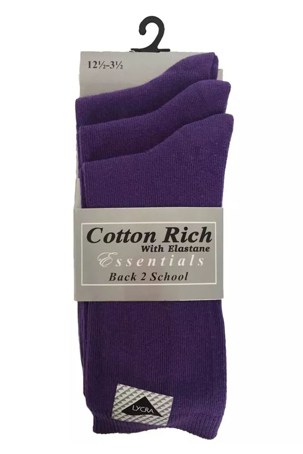 Kids Purple Lycra School Ankle Socks (PACK OF 12)