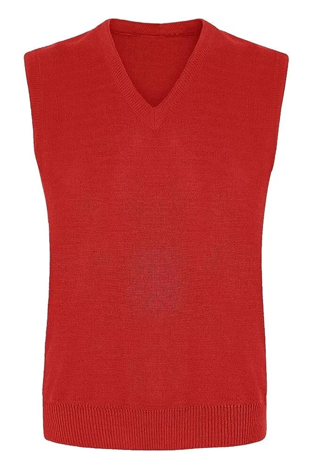 Kids Red Knitted V-Neck Sleeveless School Uniform Jumper