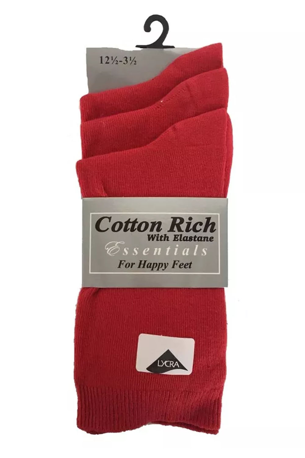 Kids Red Lycra School Ankle Socks (PACK OF 12)
