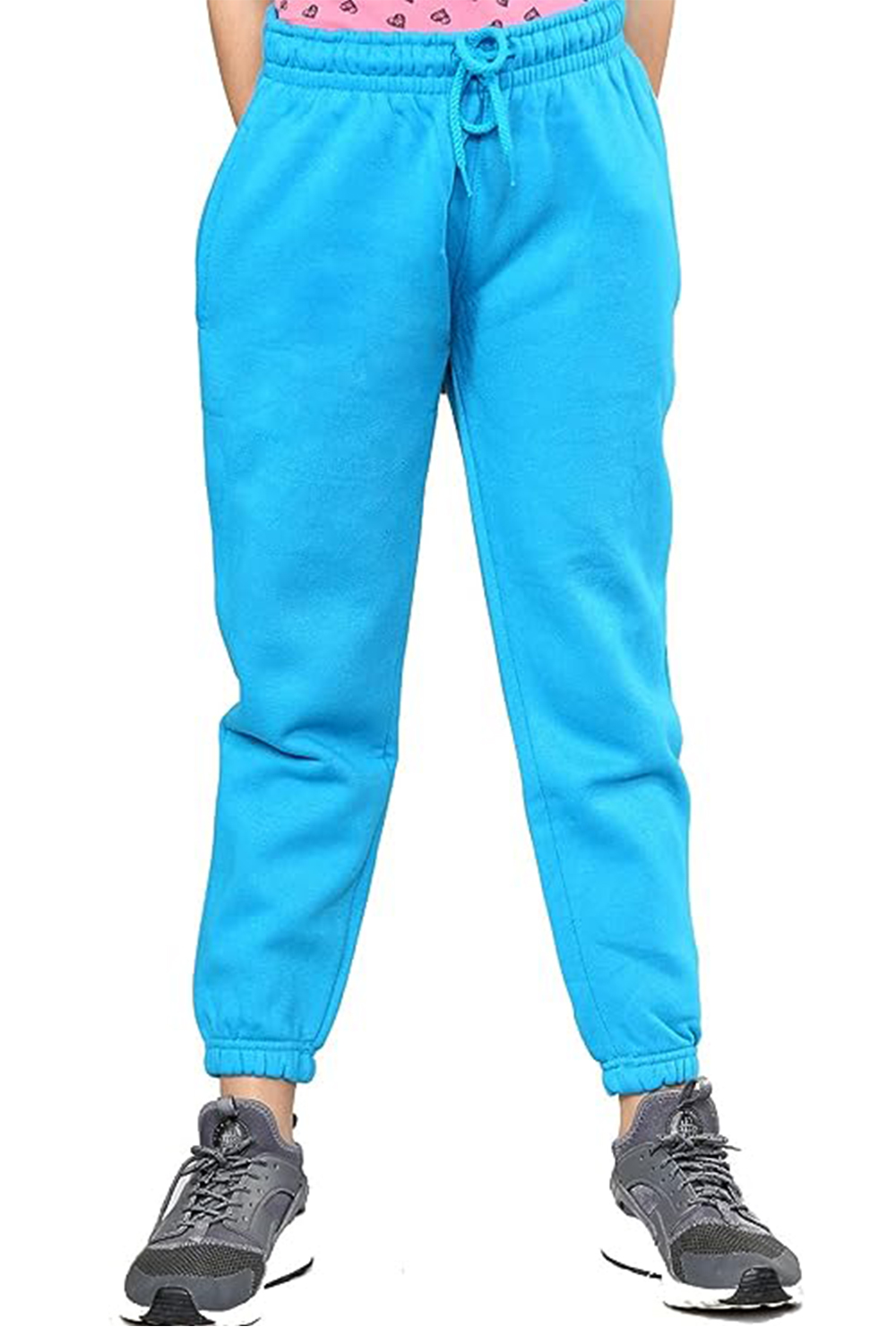 Kids Unisex Cuffed Waist Turquoise Blue Joggers UK Sizes 7-13 Years