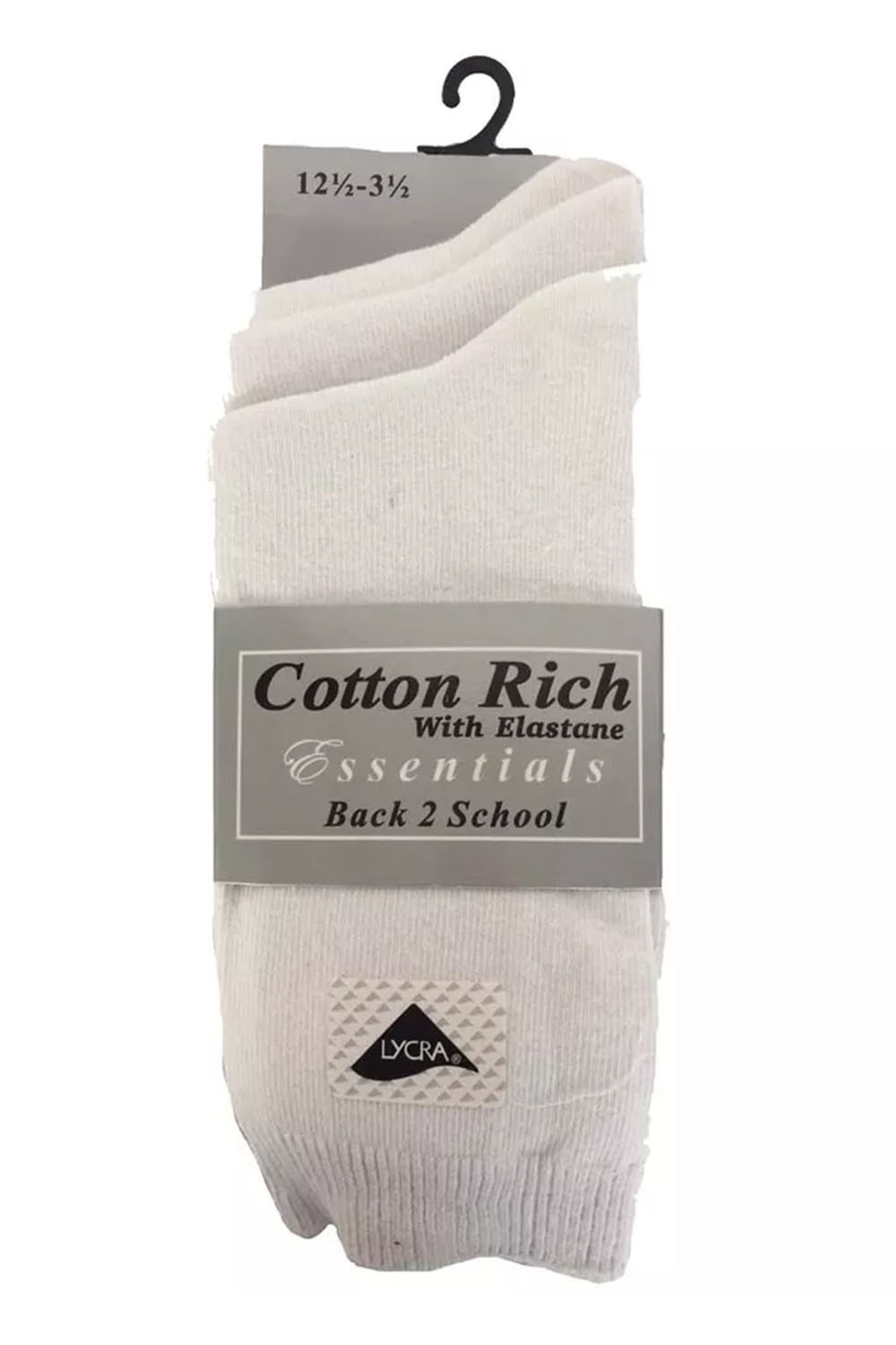 Kids White Lycra School Ankle Socks (PACK OF 12)