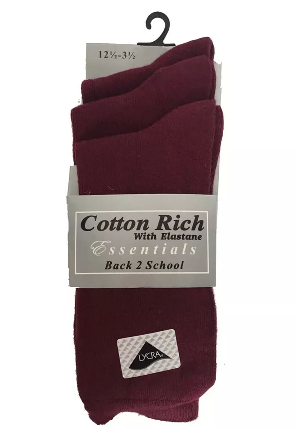 Kids Wine Lycra School Ankle Socks (PACK OF 12)