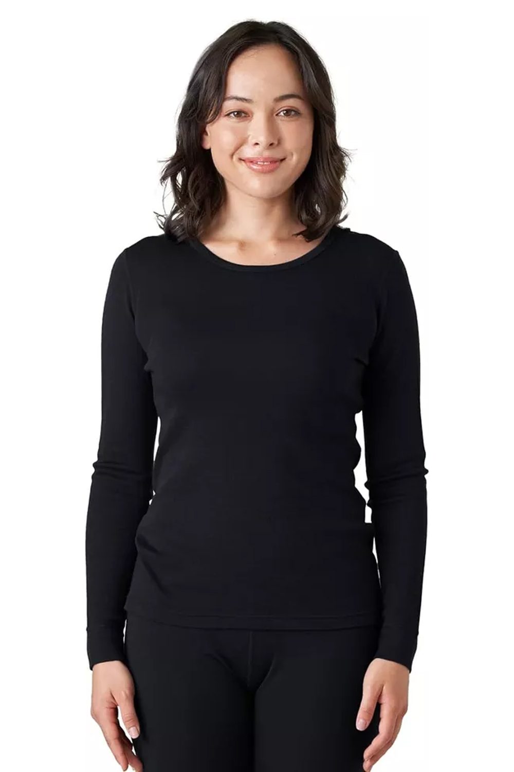 Ladies Black Thermal Warm Underwear Long Sleeve Vest